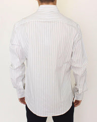 Ermanno Scervino White Black Striped Regular Fit Casual Shirt -   -  Ermanno Scervino.