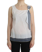 Ermanno Scervino White Blue Top Blouse Tank Shirt Sleeveless -   -  Ermanno Scervino.