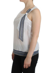 Ermanno Scervino White Blue Top Blouse Tank Shirt Sleeveless -   -  Ermanno Scervino.