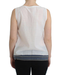 Ermanno Scervino White Blue Top Blouse Tank Shirt Sleeveless -   -  Ermanno Scervino.