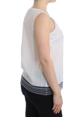 Ermanno Scervino White Blue Top Blouse Tank Shirt Sleeveless -   -  Ermanno Scervino.