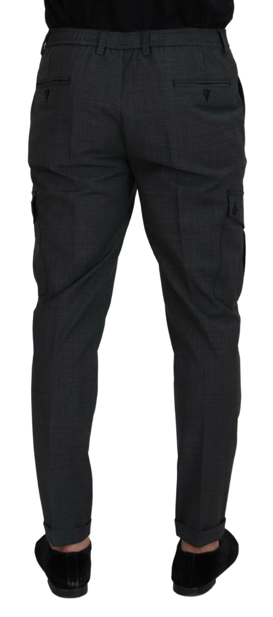 Dolce & Gabbana Gray Checked Cargo Trousers Stretch Pants -   -  Dolce & Gabbana. Dolce & Gabbana Gray Checked Cargo Trousers Stretch Pants -   -  Dolce & Gabbana.