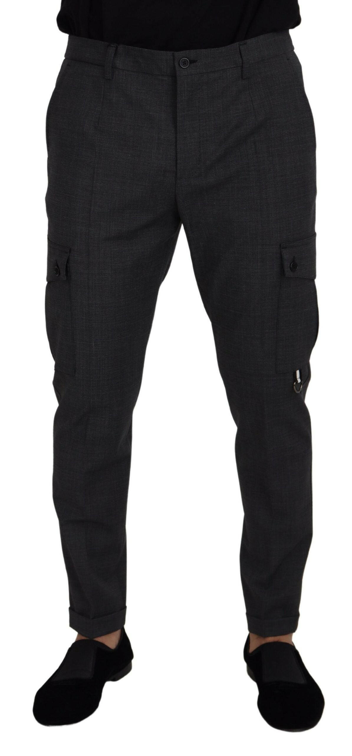 Dolce & Gabbana Gray Checked Cargo Trousers Stretch Pants -   -  Dolce & Gabbana.