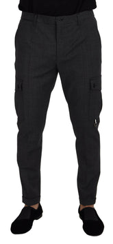 Dolce & Gabbana Gray Checked Cargo Trousers Stretch Pants -   -  Dolce & Gabbana.