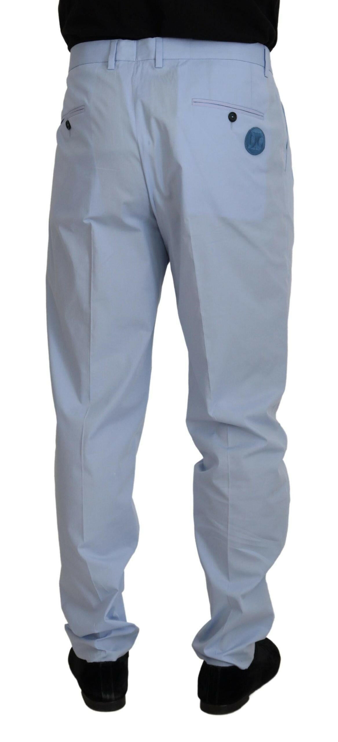 Dolce & Gabbana Blue Cotton Stretch Trousers Chinos Pants -   -  Dolce & Gabbana. Dolce & Gabbana Blue Cotton Stretch Trousers Chinos Pants -   -  Dolce & Gabbana.