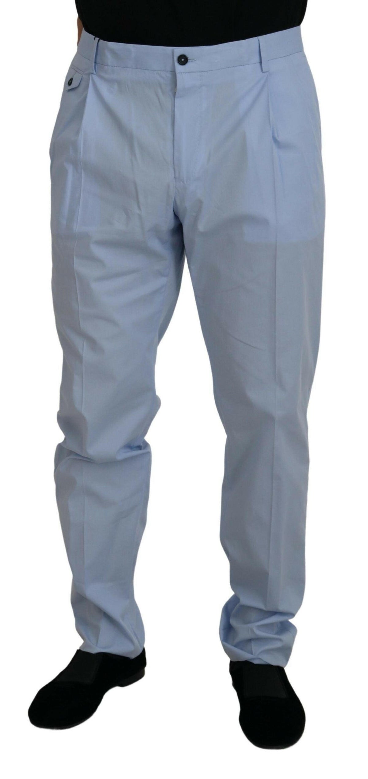 Dolce & Gabbana Blue Cotton Stretch Trousers Chinos Pants -   -  Dolce & Gabbana.