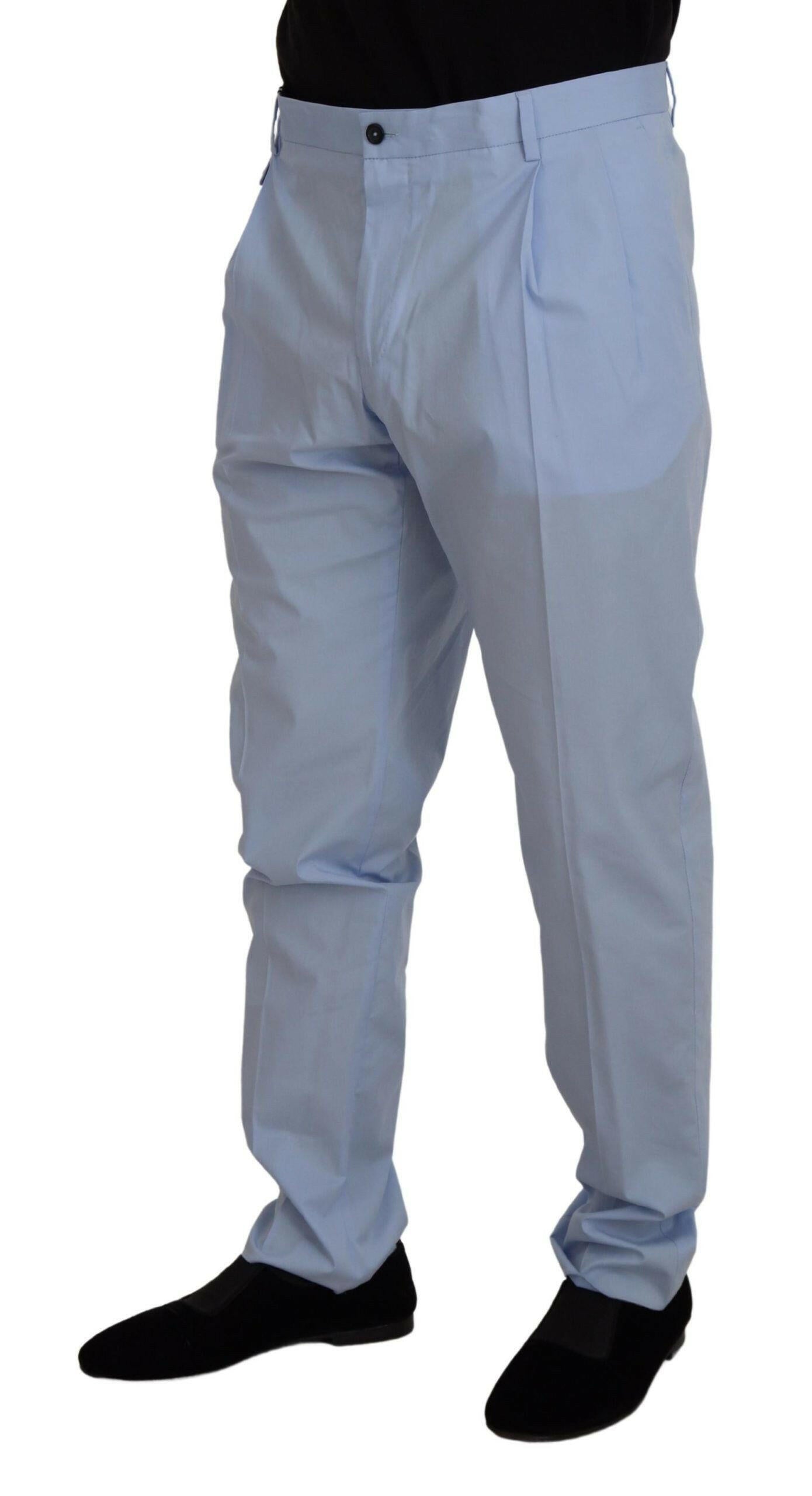 Dolce & Gabbana Blue Cotton Stretch Trousers Chinos Pants -   -  Dolce & Gabbana. Dolce & Gabbana Blue Cotton Stretch Trousers Chinos Pants -   -  Dolce & Gabbana.