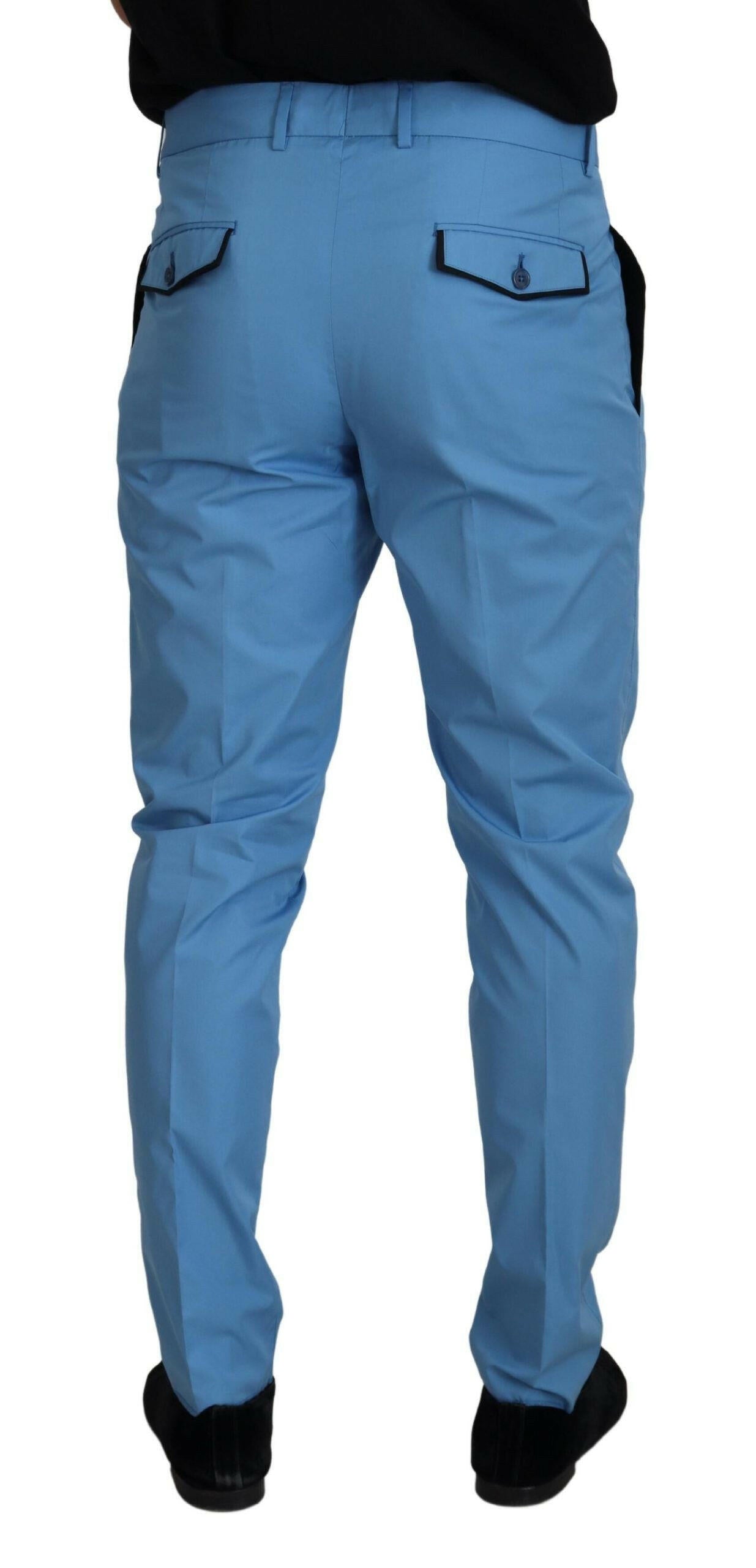 Dolce & Gabbana Blue Cotton Silk Trousers Chinos Pants -   -  Dolce & Gabbana. Dolce & Gabbana Blue Cotton Silk Trousers Chinos Pants -   -  Dolce & Gabbana.