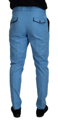 Dolce & Gabbana Blue Cotton Silk Trousers Chinos Pants -   -  Dolce & Gabbana.