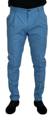 Dolce & Gabbana Blue Cotton Silk Trousers Chinos Pants -   -  Dolce & Gabbana.