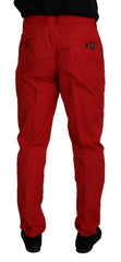 Dolce & Gabbana Red Cotton Slim Fit Trousers Chinos Pants -   -  Dolce & Gabbana.