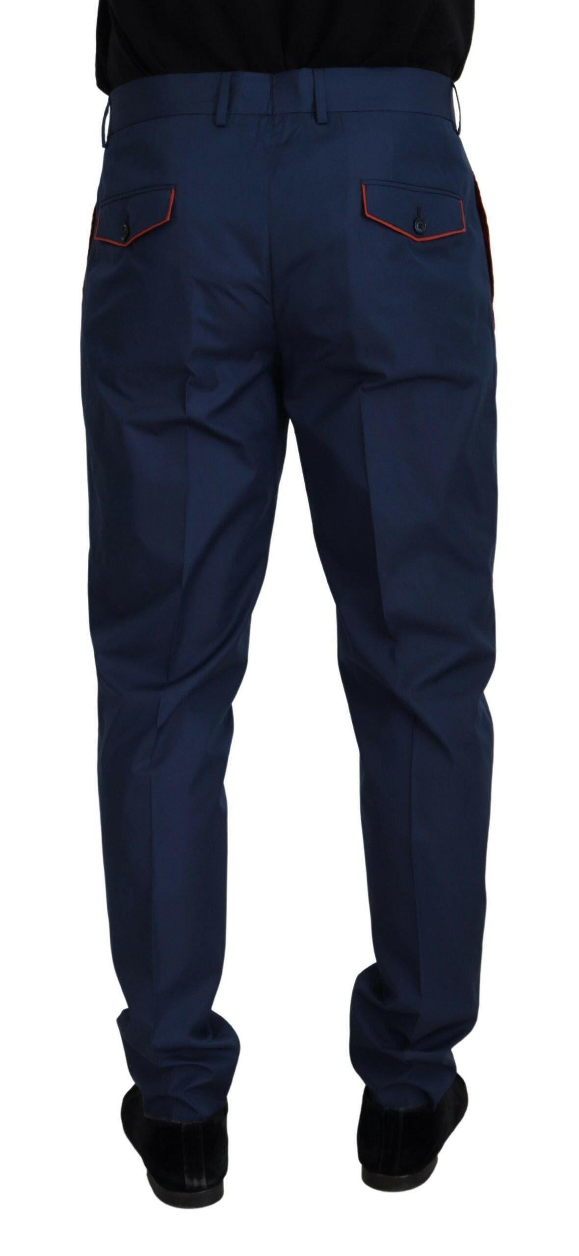 Dolce & Gabbana Blue Cotton Silk Trousers Chinos Pants -   -  Dolce & Gabbana. Dolce & Gabbana Blue Cotton Silk Trousers Chinos Pants -   -  Dolce & Gabbana.