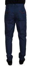Dolce & Gabbana Blue Cotton Silk Trousers Chinos Pants -   -  Dolce & Gabbana.