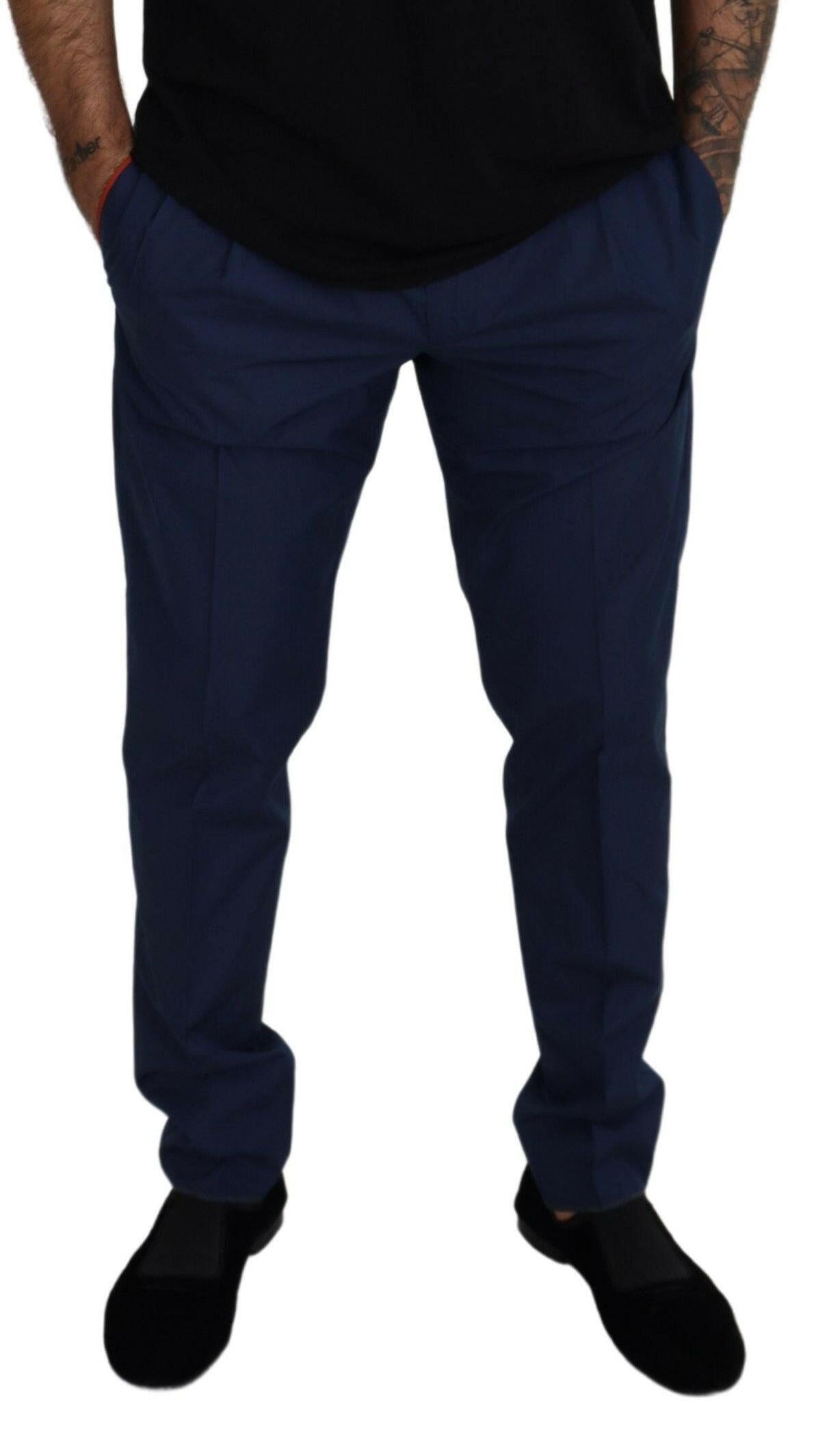 Dolce & Gabbana Blue Cotton Silk Trousers Chinos Pants -   -  Dolce & Gabbana. Dolce & Gabbana Blue Cotton Silk Trousers Chinos Pants -   -  Dolce & Gabbana.