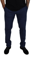 Dolce & Gabbana Blue Cotton Silk Trousers Chinos Pants -   -  Dolce & Gabbana.