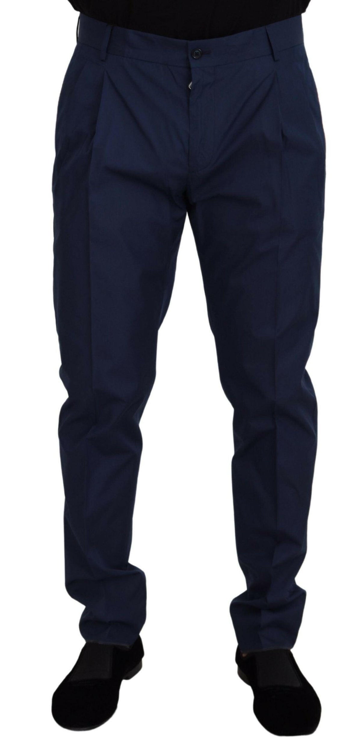 Dolce & Gabbana Blue Cotton Silk Trousers Chinos Pants -   -  Dolce & Gabbana.