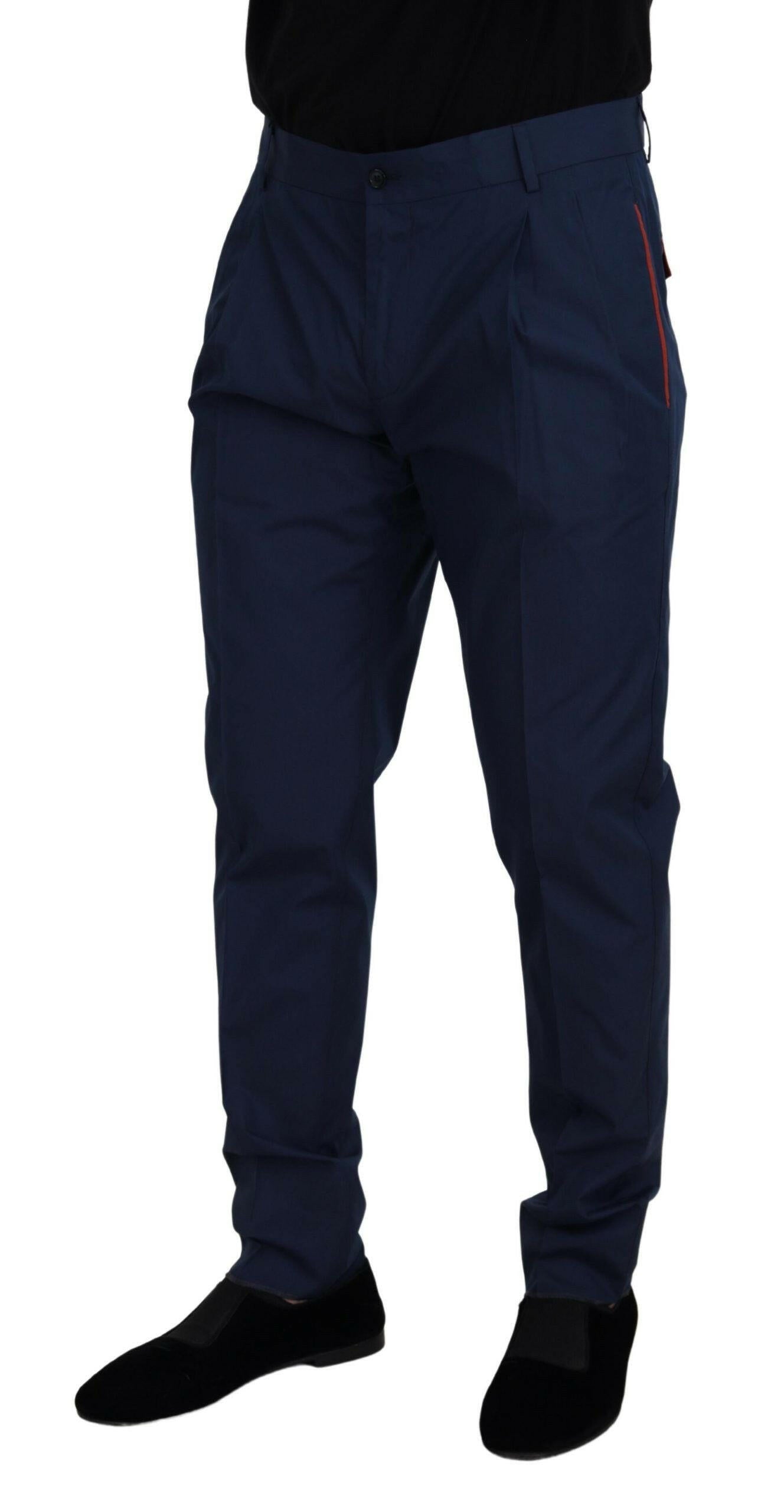 Dolce & Gabbana Blue Cotton Silk Trousers Chinos Pants -   -  Dolce & Gabbana. Dolce & Gabbana Blue Cotton Silk Trousers Chinos Pants -   -  Dolce & Gabbana.