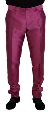 Dolce & Gabbana Pink Silk Slim Trousers Dress Formal Pants -   -  Dolce & Gabbana.