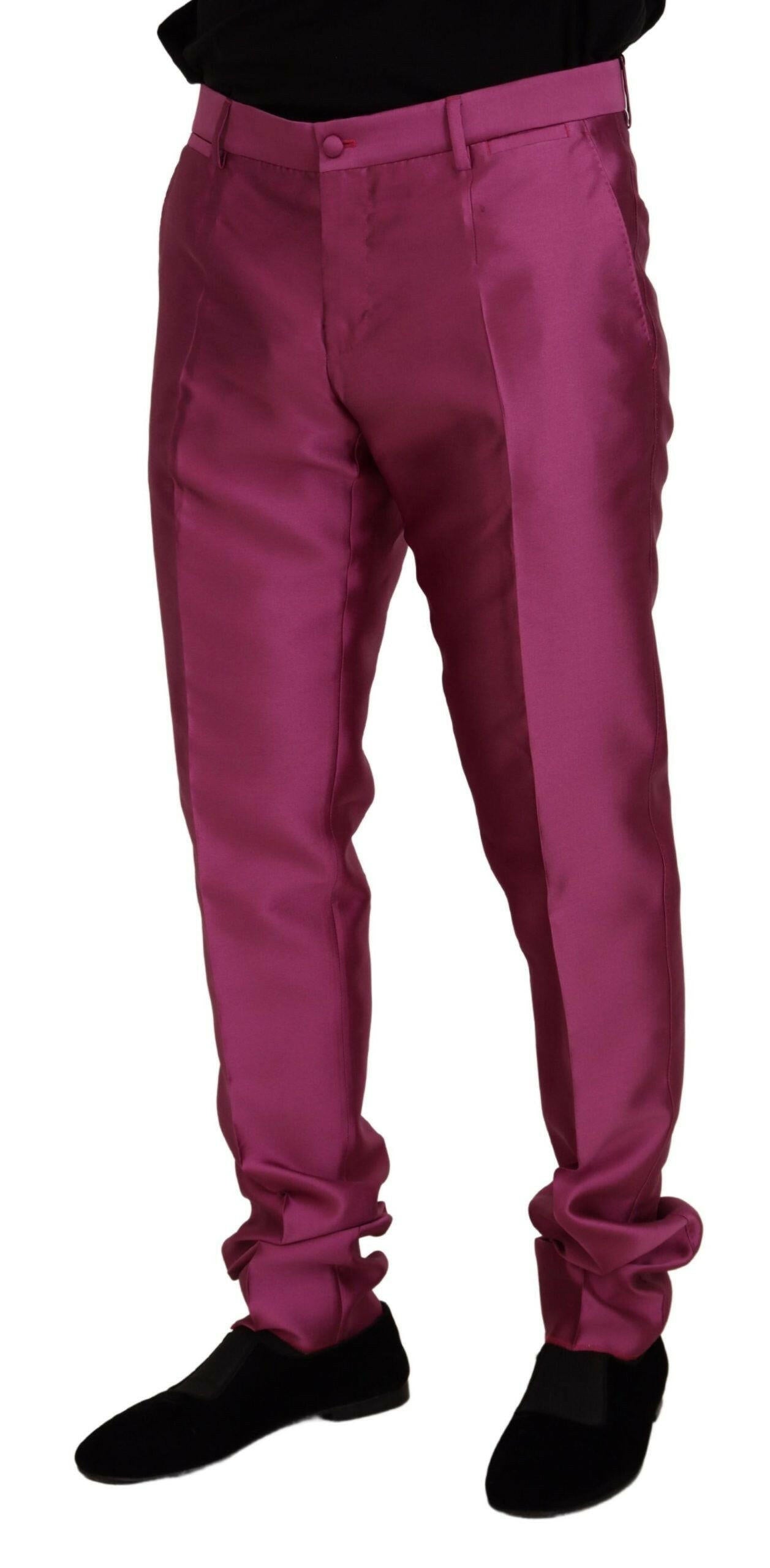 Dolce & Gabbana Pink Silk Slim Trousers Dress Formal Pants -   -  Dolce & Gabbana. Dolce & Gabbana Pink Silk Slim Trousers Dress Formal Pants -   -  Dolce & Gabbana.