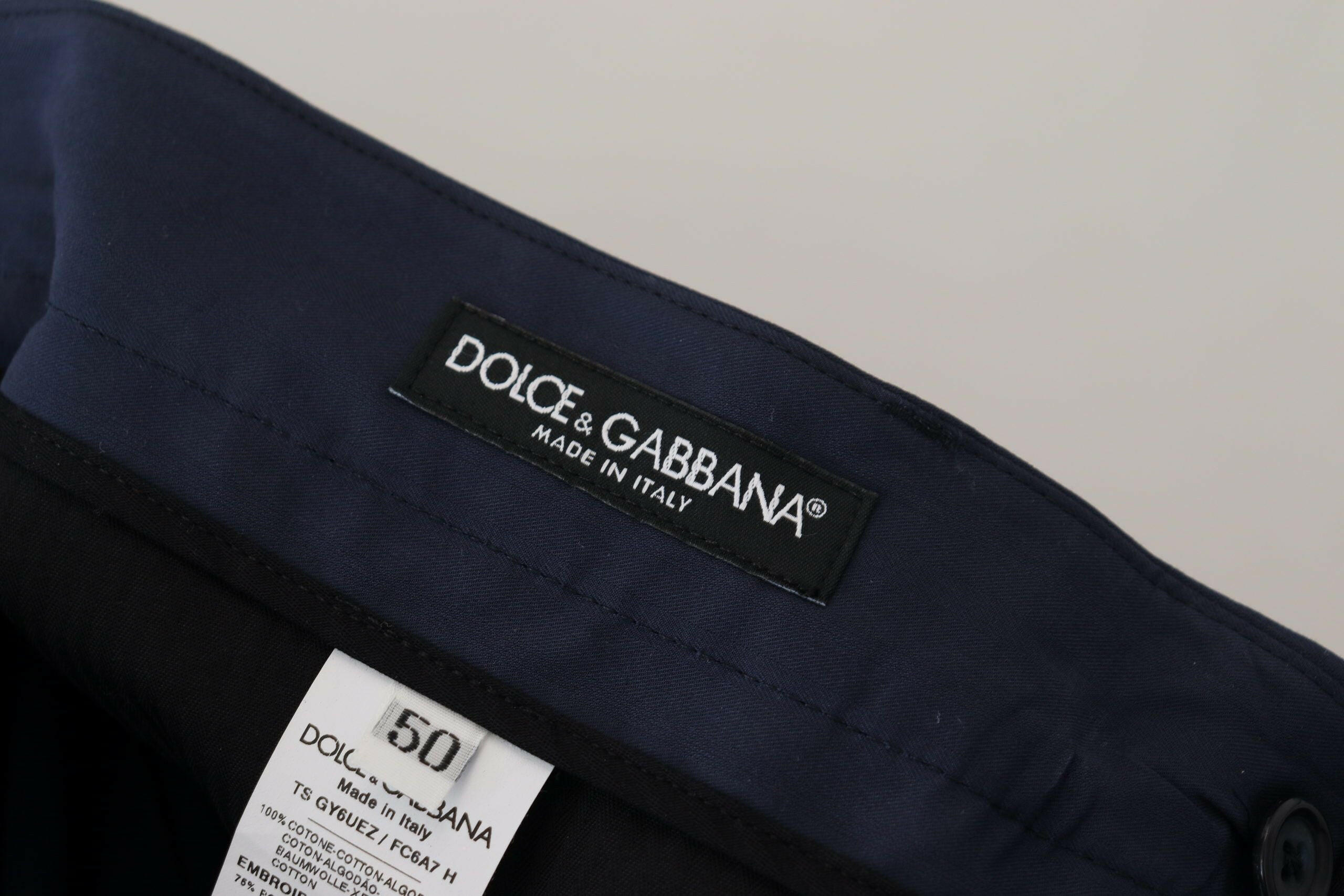 Dolce & Gabbana Blue Cotton Slim Trousers Chinos Pants -   -  Dolce & Gabbana. Dolce & Gabbana Blue Cotton Slim Trousers Chinos Pants -   -  Dolce & Gabbana.