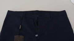 Dolce & Gabbana Blue Linen Cotton Slim Trousers Chinos Pants -   -  Dolce & Gabbana.