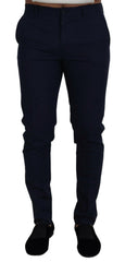 Dolce & Gabbana Blue Linen Cotton Slim Trousers Chinos Pants -   -  Dolce & Gabbana.