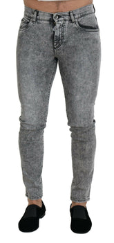 Dolce & Gabbana Gray Slim Fit Wash Stretch Cotton Denim Jeans -   -  Dolce & Gabbana.