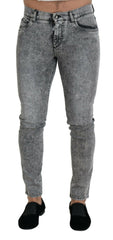Dolce & Gabbana Gray Slim Fit Wash Stretch Cotton Denim Jeans -   -  Dolce & Gabbana.