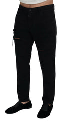 Dolce & Gabbana Black Loose Regular Torn Cotton Jeans -   -  Dolce & Gabbana.