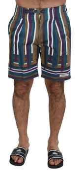 Dolce & Gabbana Multicolor Striped Stretch Cotton Shorts -   -  Dolce & Gabbana.