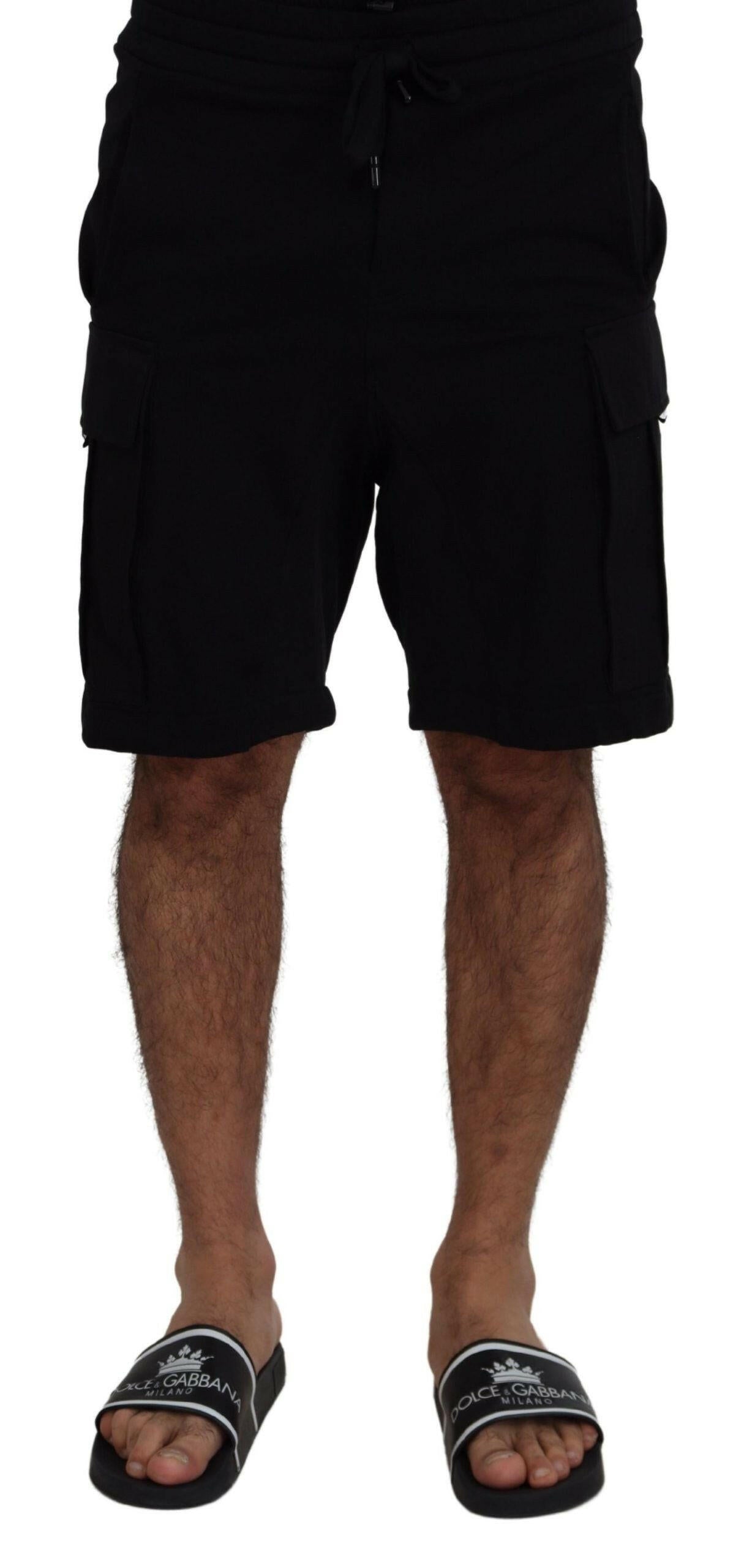 Dolce & Gabbana Black Cotton Bermuda Cargo Shorts -   -  Dolce & Gabbana.