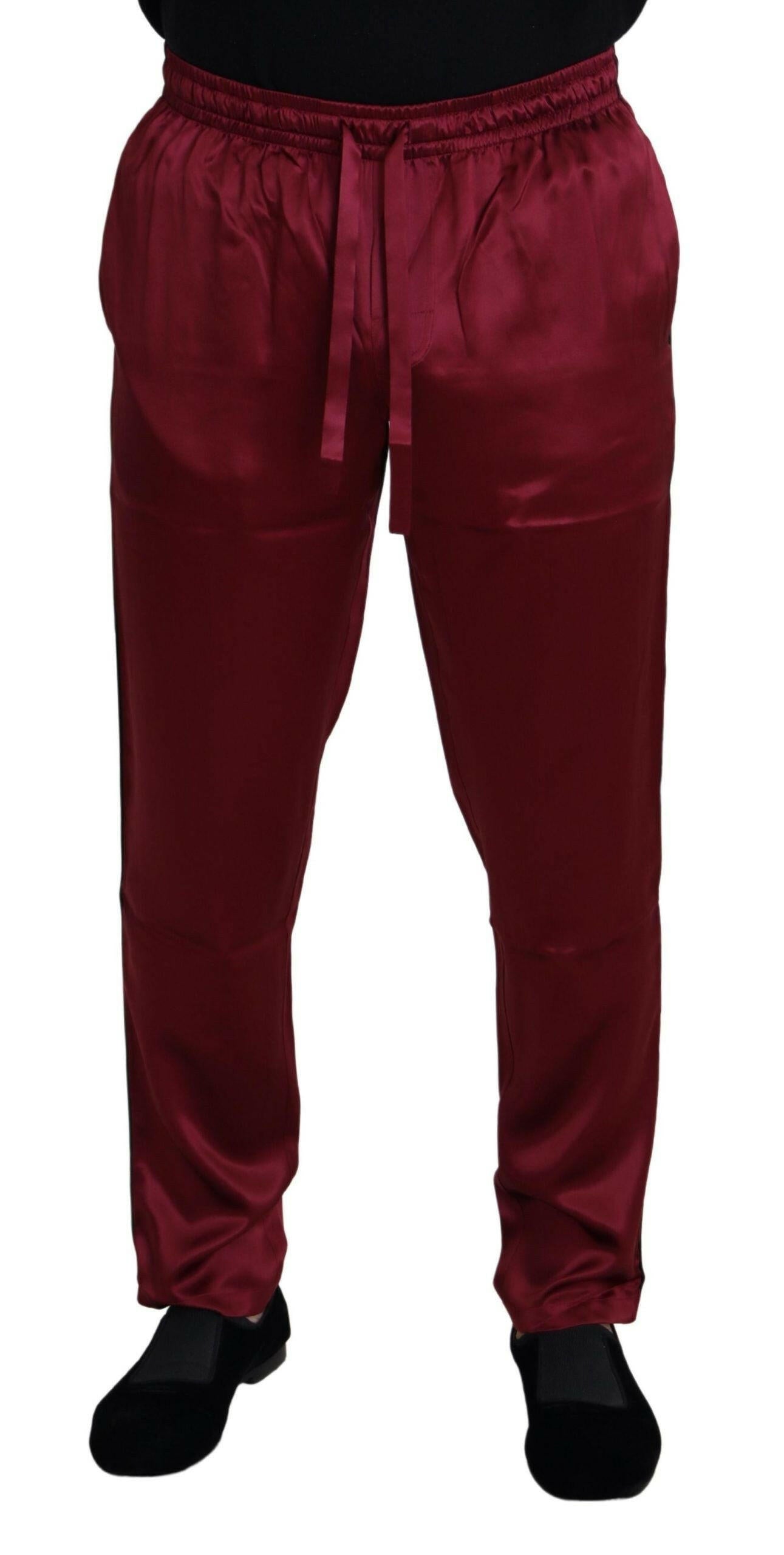 Dolce & Gabbana Bordeaux Silk DG Sleep Lounge Pants -   -  Dolce & Gabbana.