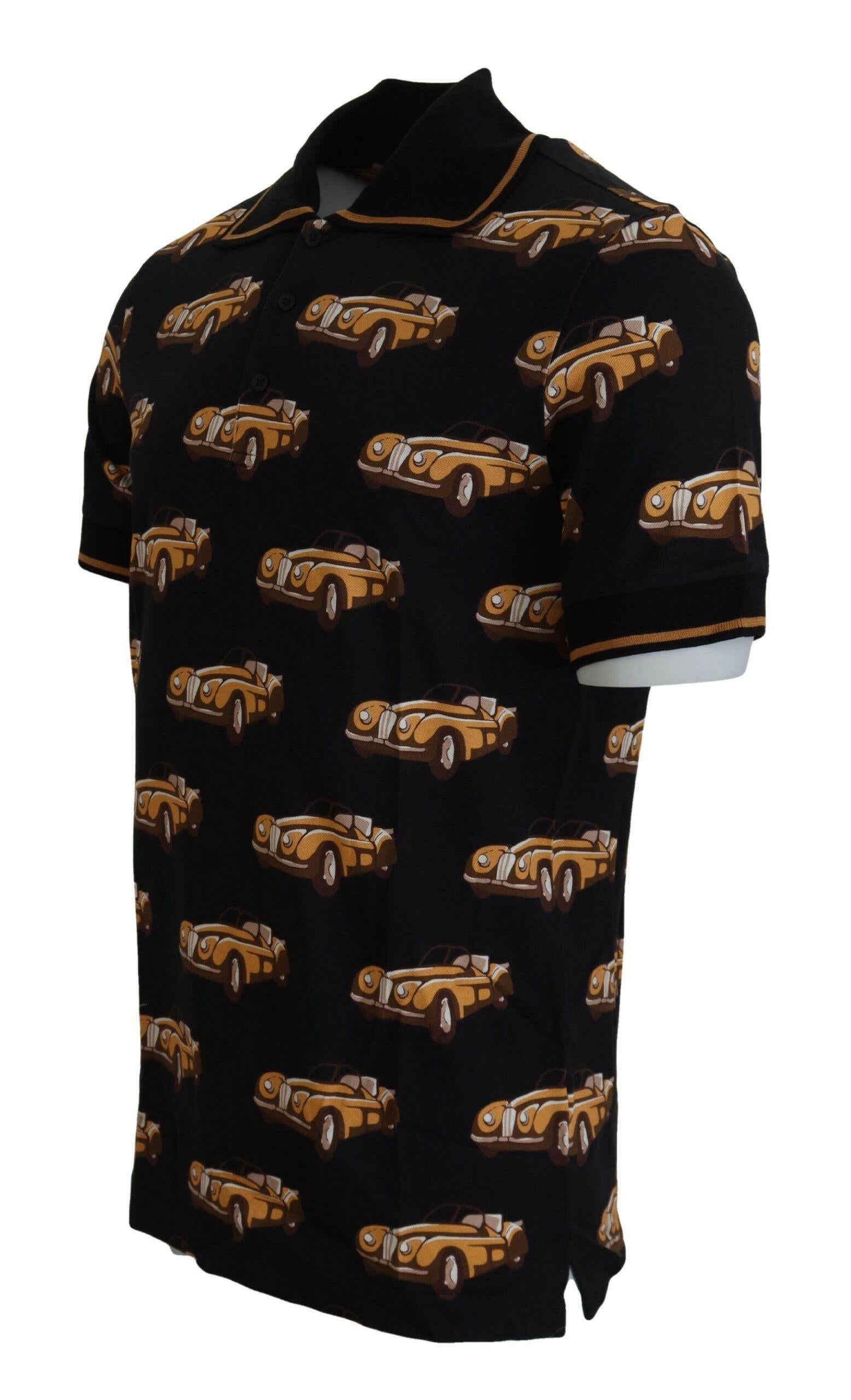 Dolce & Gabbana Black Car Print Short Sleeve Polo T-shirt -   -  Dolce & Gabbana. Dolce & Gabbana Black Car Print Short Sleeve Polo T-shirt -   -  Dolce & Gabbana.