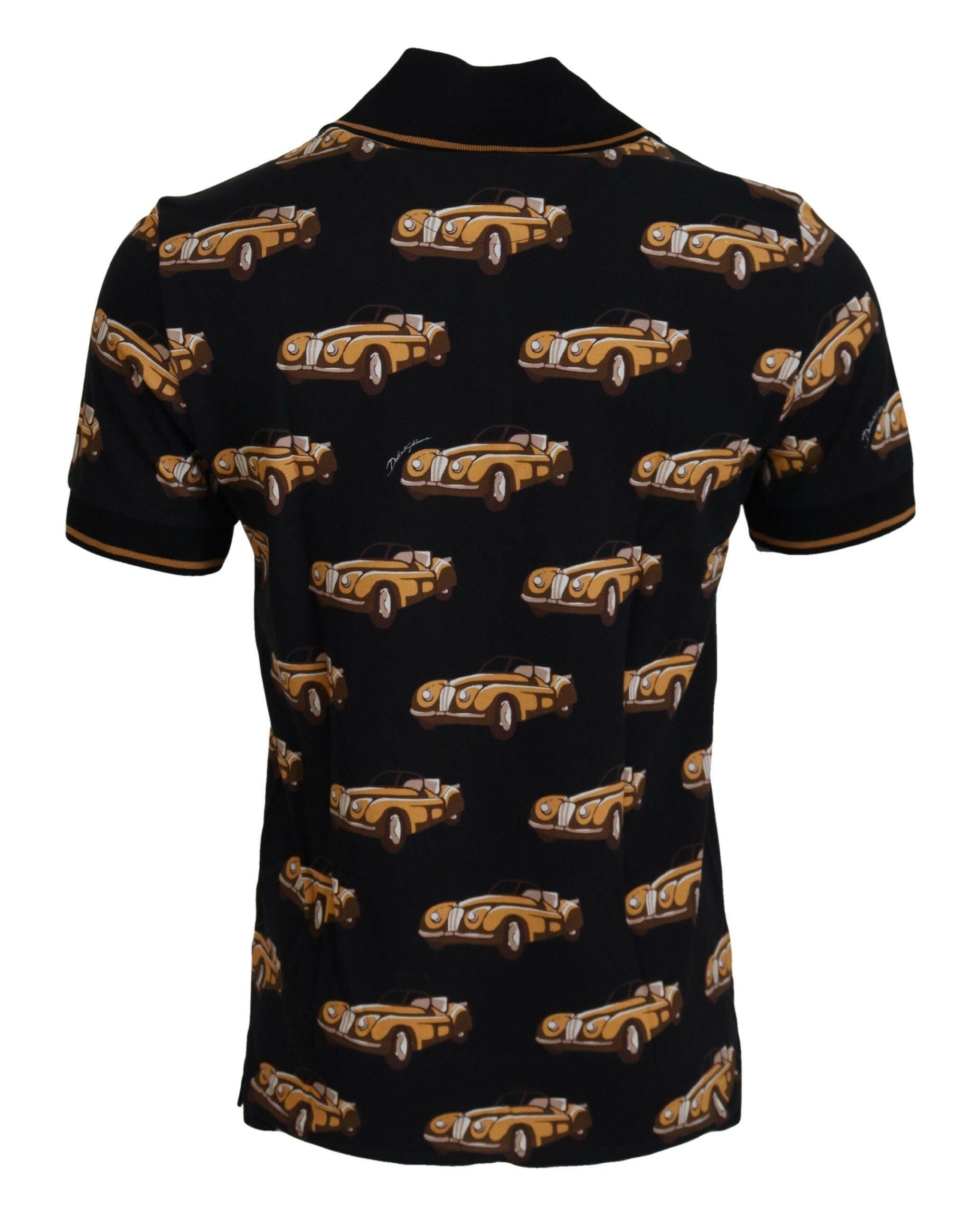 Dolce & Gabbana Black Car Print Short Sleeve Polo T-shirt -   -  Dolce & Gabbana. Dolce & Gabbana Black Car Print Short Sleeve Polo T-shirt -   -  Dolce & Gabbana.