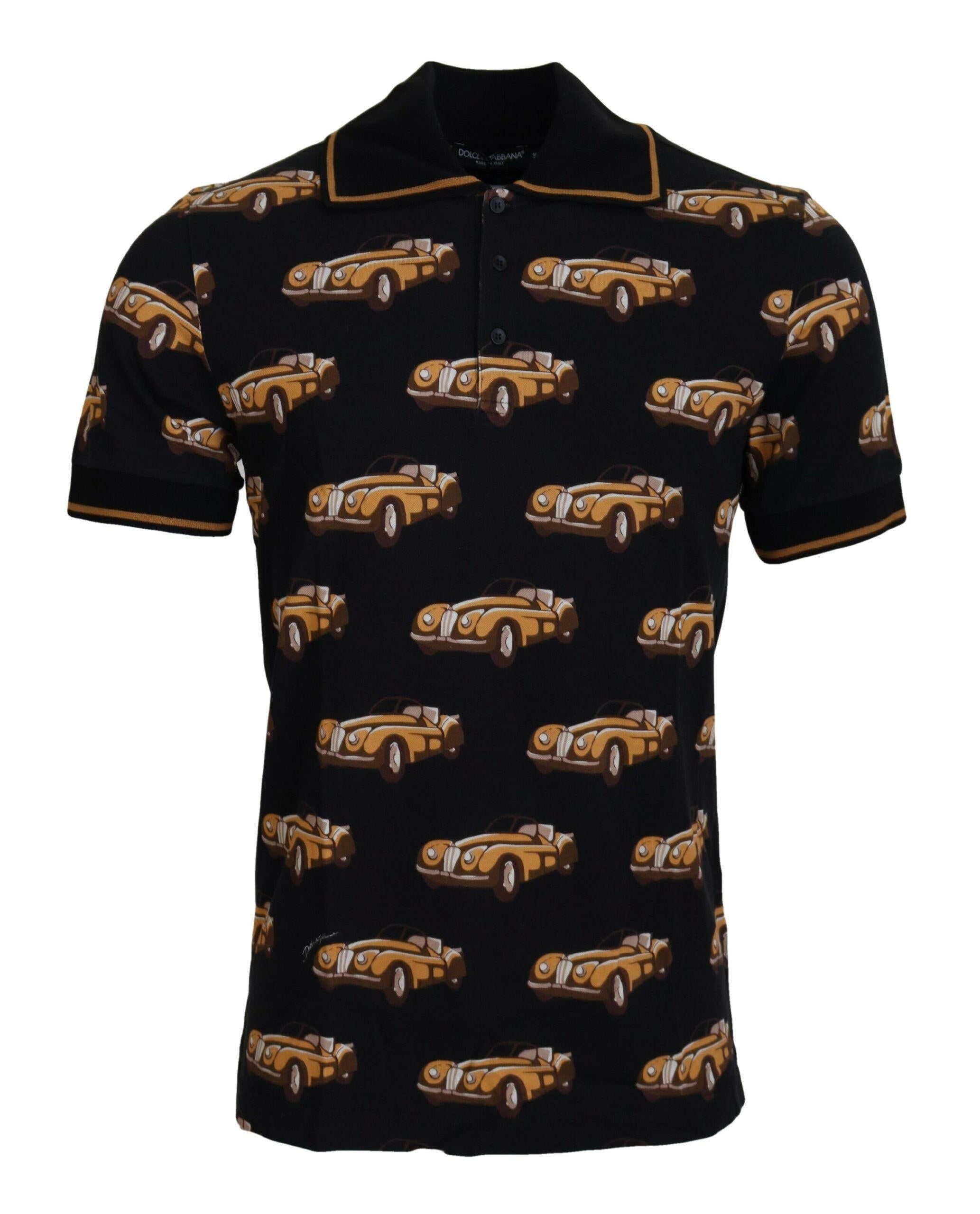 Dolce & Gabbana Black Car Print Short Sleeve Polo T-shirt -   -  Dolce & Gabbana.