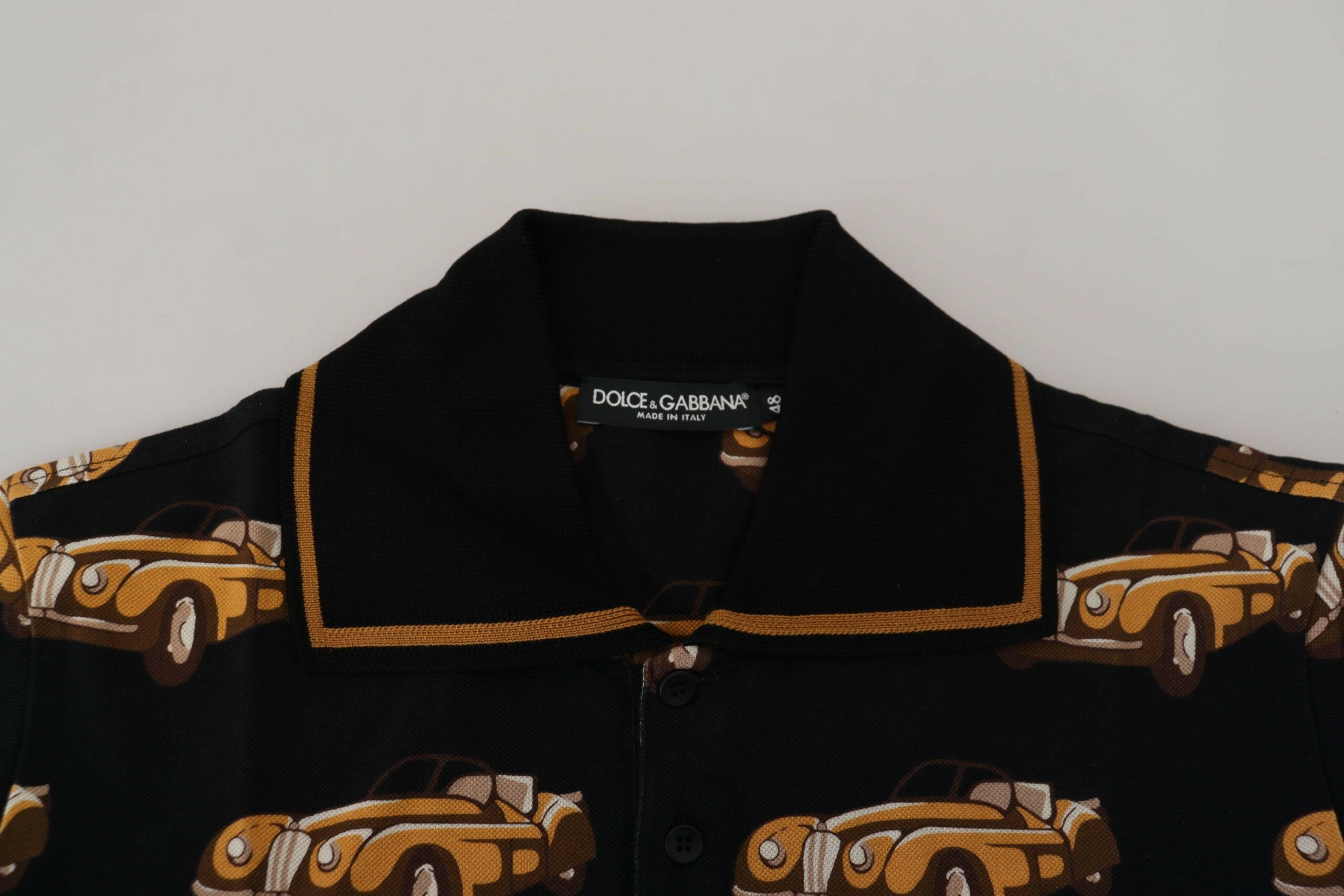 Dolce & Gabbana Black Car Print Short Sleeve Polo T-shirt -   -  Dolce & Gabbana. Dolce & Gabbana Black Car Print Short Sleeve Polo T-shirt -   -  Dolce & Gabbana.