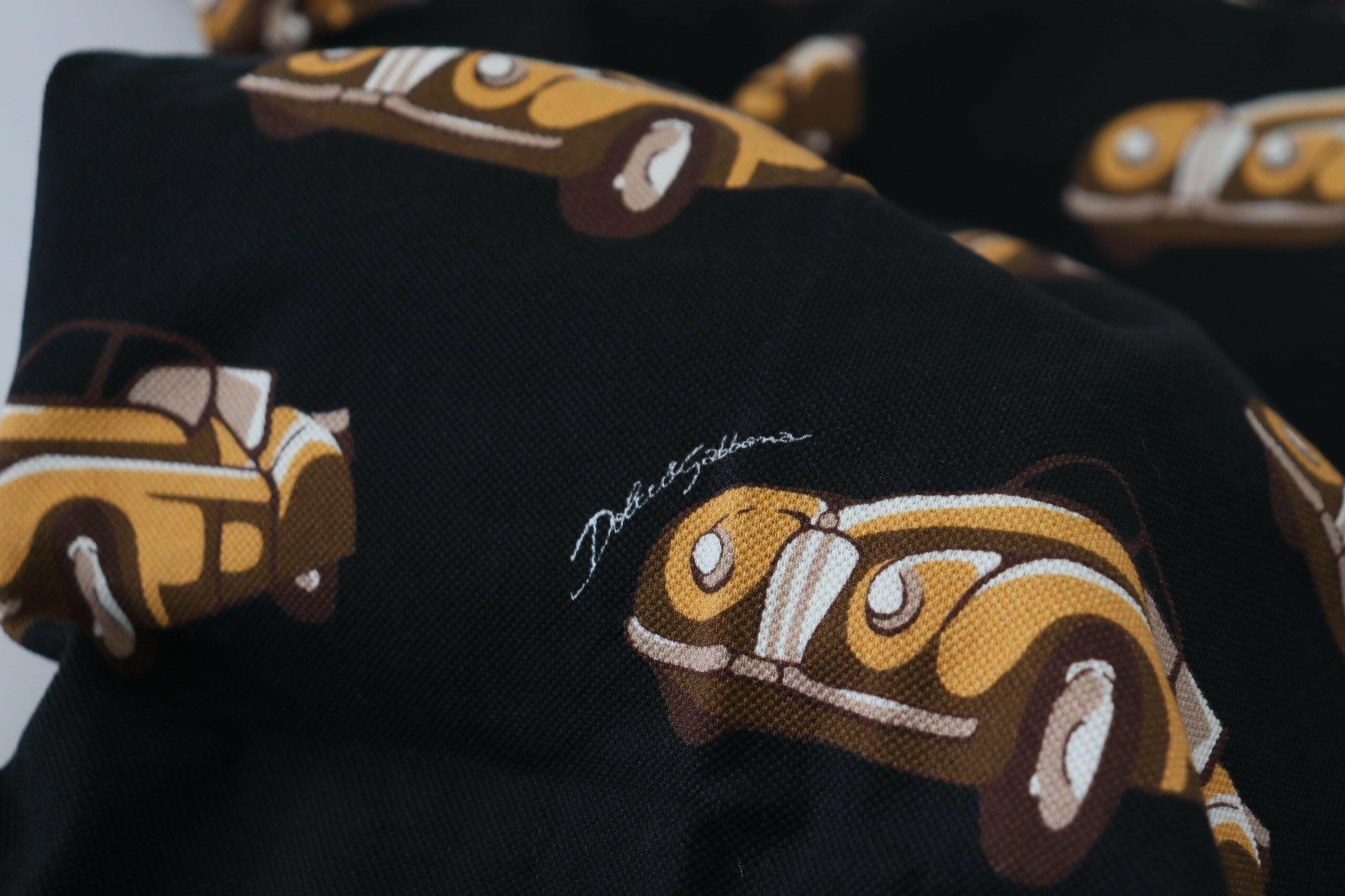 Dolce & Gabbana Black Car Print Short Sleeve Polo T-shirt -   -  Dolce & Gabbana. Dolce & Gabbana Black Car Print Short Sleeve Polo T-shirt -   -  Dolce & Gabbana.