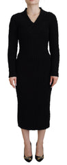 Dolce & Gabbana Black Wool Knitted Sheath Sweater Dress -   -  Dolce & Gabbana.