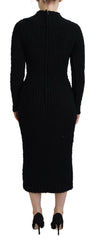 Dolce & Gabbana Black Wool Knitted Sheath Sweater Dress -   -  Dolce & Gabbana.