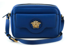 Versace Elegant Blue Calf Leather Camera Case Bag -   -  Versace.