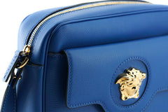 Versace Elegant Blue Calf Leather Camera Case Bag -   -  Versace.