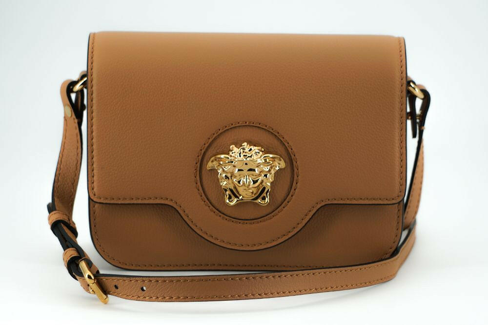 Versace Elegant Calf Leather Shoulder Bag in Brown -  Luxury Shoulder Bag for Women -  Versace.