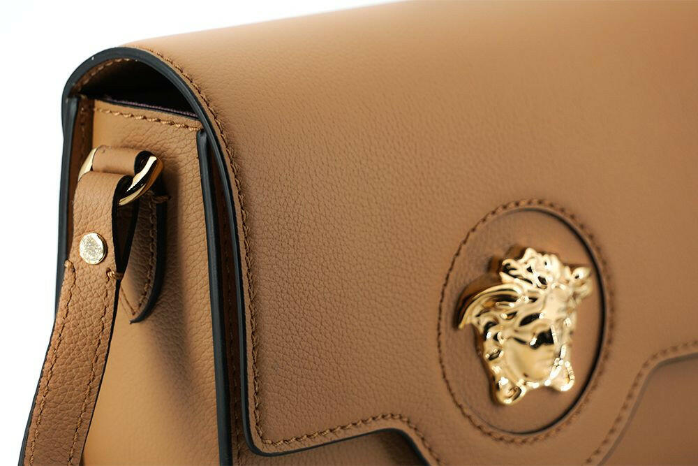 Versace Elegant Calf Leather Shoulder Bag in Brown -  Luxury Shoulder Bag for Women -  Versace. Versace Elegant Calf Leather Shoulder Bag in Brown -  Luxury Shoulder Bag for Women -  Versace.