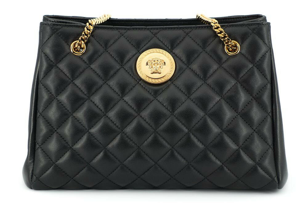 Versace Elegant Quilted Nappa Leather Tote Bag -  Luxury Shopper Bag for Women -  Versace. Versace Elegant Quilted Nappa Leather Tote Bag -  Luxury Shopper Bag for Women -  Versace.