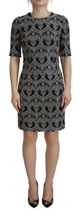 Dolce & Gabbana Black Gray Jacquard Sheath Bodycon Dress -   -  Dolce & Gabbana.