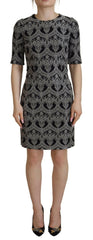 Dolce & Gabbana Black Gray Jacquard Sheath Bodycon Dress -   -  Dolce & Gabbana.