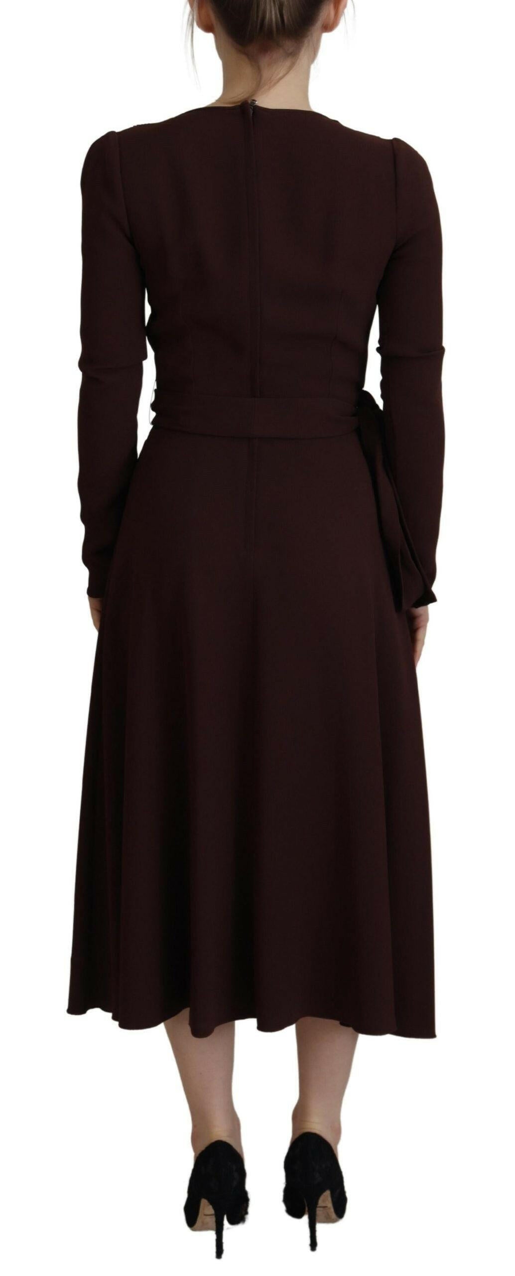 Dolce & Gabbana Brown Wrap Long Sleeve Midi Stretch Dress -   -  Dolce & Gabbana. Dolce & Gabbana Brown Wrap Long Sleeve Midi Stretch Dress -   -  Dolce & Gabbana.