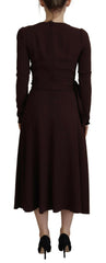 Dolce & Gabbana Brown Wrap Long Sleeve Midi Stretch Dress -   -  Dolce & Gabbana.