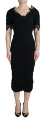 Dolce & Gabbana Black Sheath Midi Bodycon Lace Silk Dress -   -  Dolce & Gabbana.
