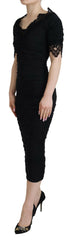 Dolce & Gabbana Black Sheath Midi Bodycon Lace Silk Dress -   -  Dolce & Gabbana.